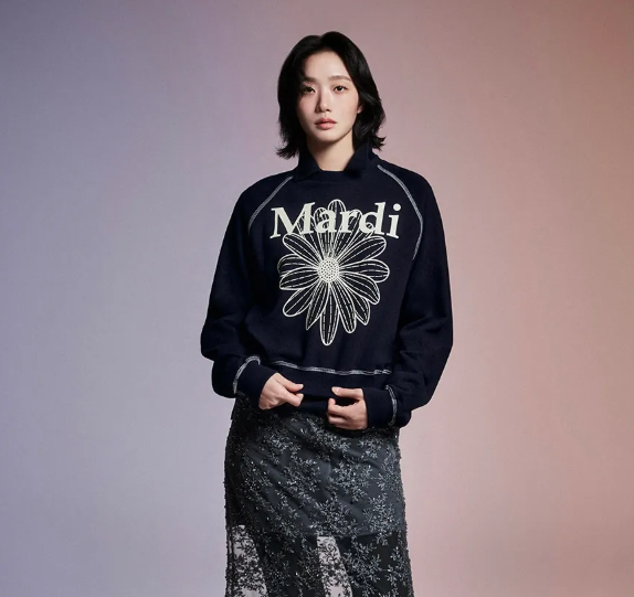 MARDI MERCREDI Sweatshirt Raglan Flowermardi ''Navy Ivory''