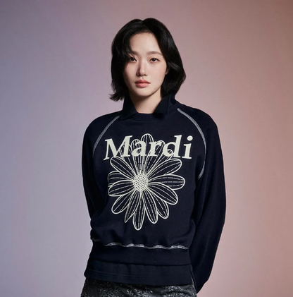 MARDI MERCREDI Sweatshirt Raglan Flowermardi ''Navy Ivory''