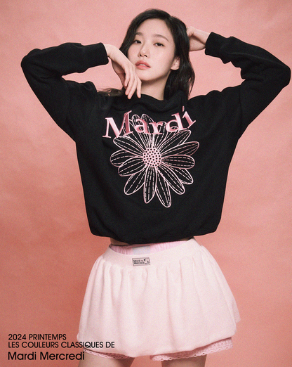 MARDI MERCREDI Embroidered Sweatshirt Flowermardi ''Black Pink''