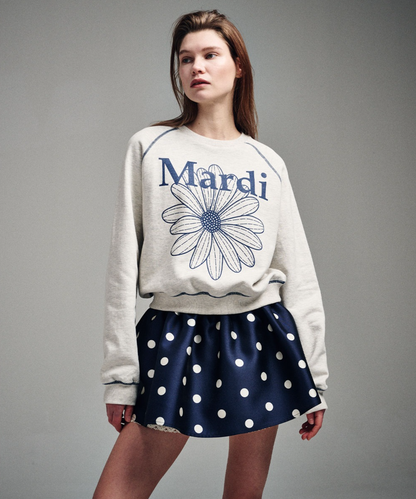 MARDI MERCREDI Sweatshirt Raglan Flowermardi ''Oatmeal Blue''