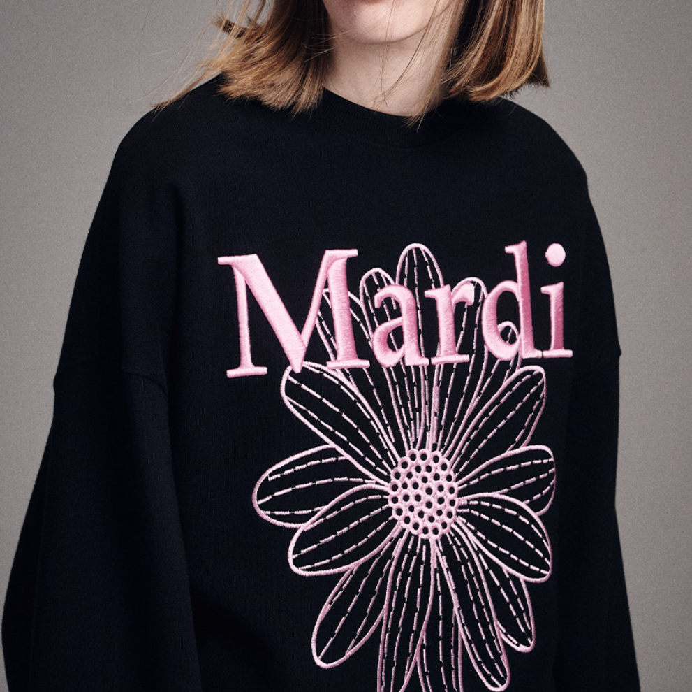 MARDI MERCREDI Embroidered Sweatshirt Flowermardi ''Black Pink''