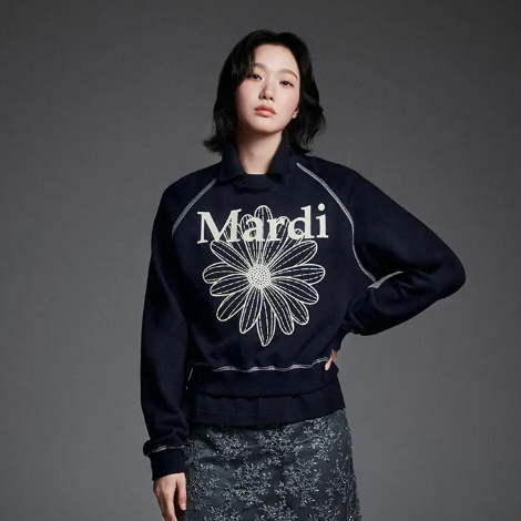 MARDI MERCREDI Sweatshirt Raglan Flowermardi ''Navy Ivory''