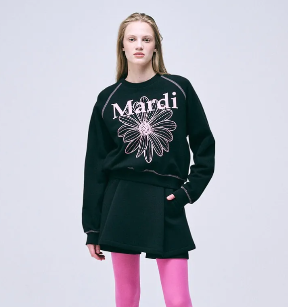 MARDI MERCREDI Sweatshirt Raglan Flowermardi ''Black Pink''