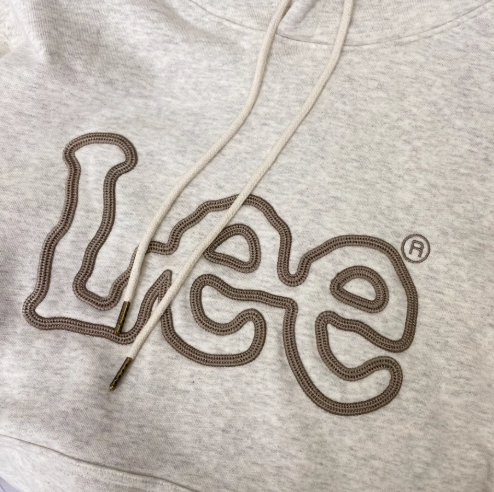 Lee Big Embroidered Logo Hoodie (Oatmeal & Navy)