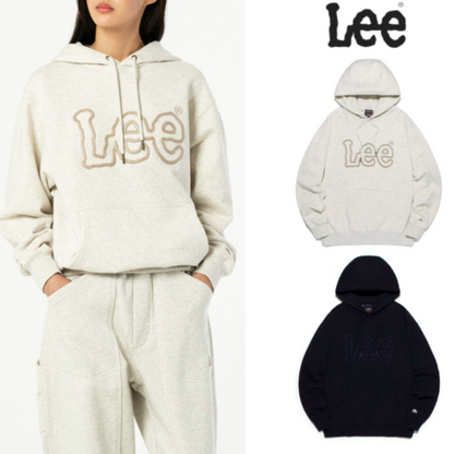 Lee Big Embroidered Logo Hoodie (Oatmeal & Navy)