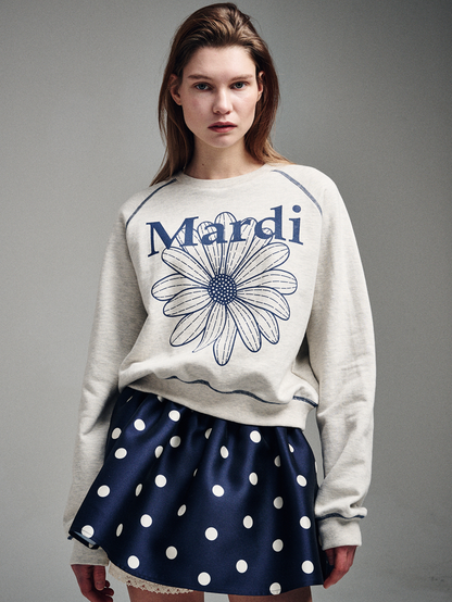 MARDI MERCREDI Sweatshirt Raglan Flowermardi ''Oatmeal Blue''