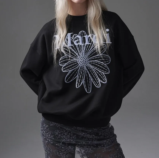 MARDI MERCREDI Embroidered Sweatshirt Flowermardi ''Black Sky''