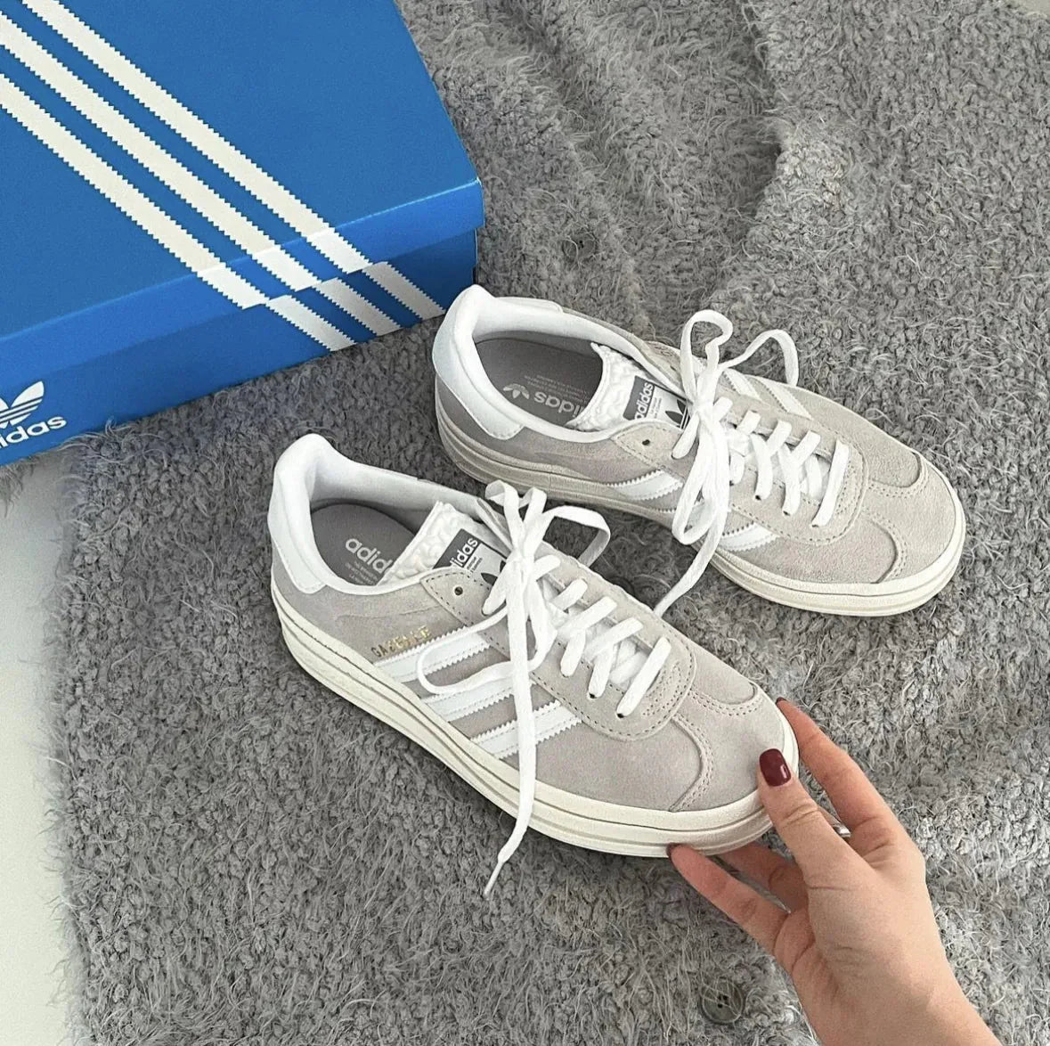 [厚底]Adidas Gazelle Bold Grey Two HQ6893 - HADNUS