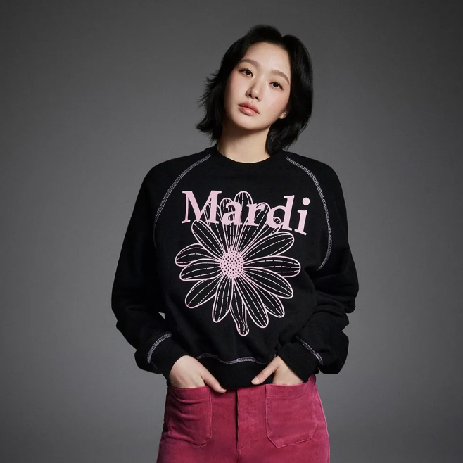 MARDI MERCREDI Sweatshirt Raglan Flowermardi ''Black Pink''