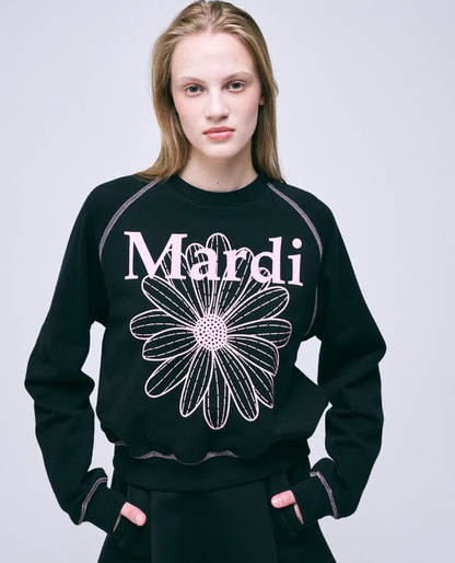 MARDI MERCREDI Sweatshirt Raglan Flowermardi ''Black Pink''