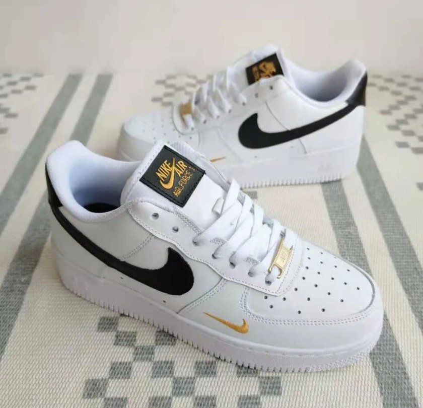 Nike Air Force 1 Low White Black Gold - HADNUS