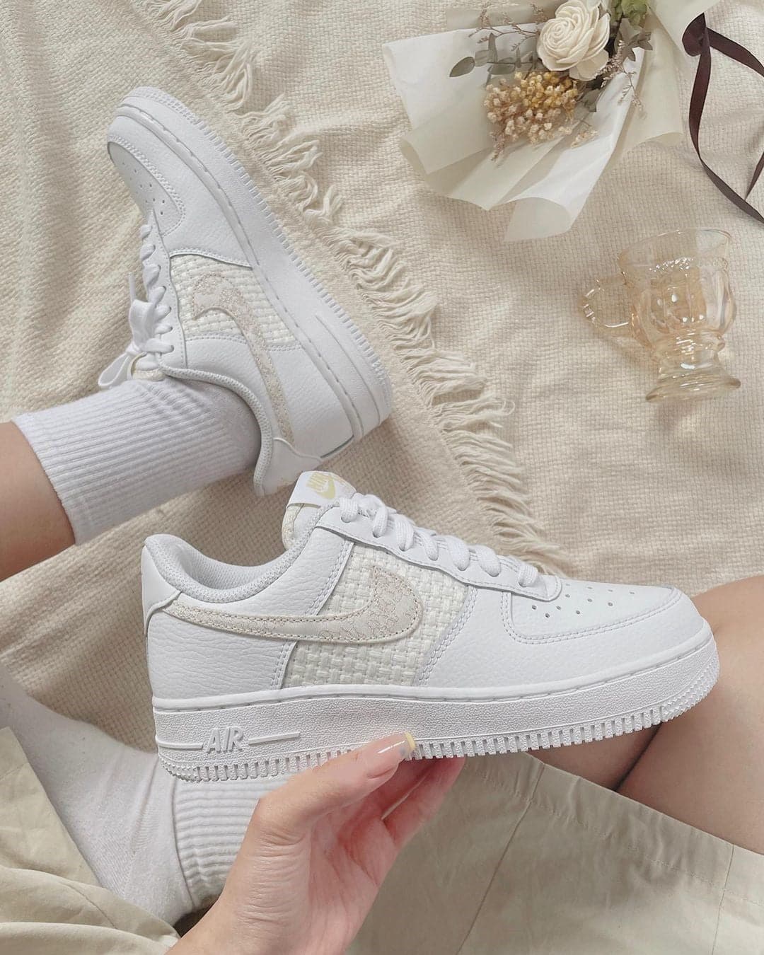 Nike Air Force 1 Low White Gold 刺繡 - HADNUS