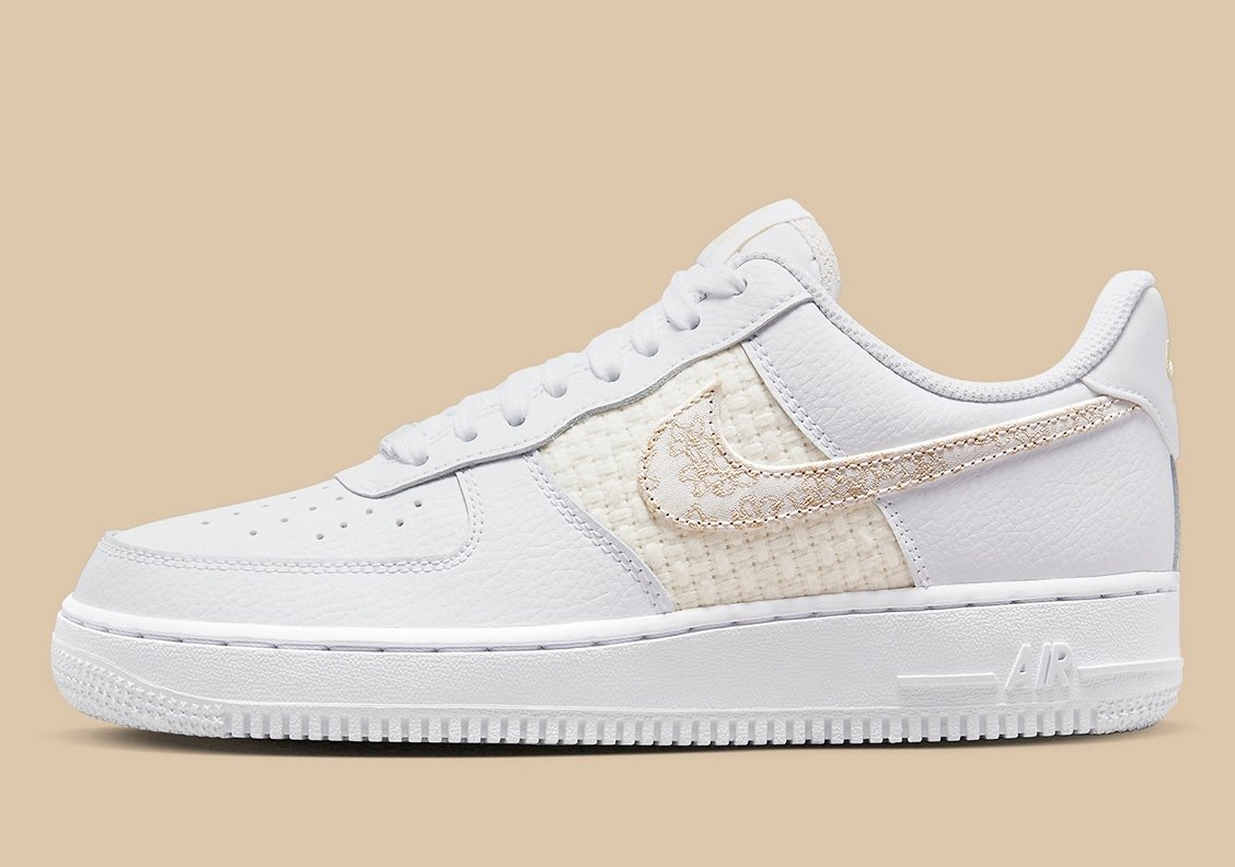 Nike Air Force 1 Low White Gold 刺繡 - HADNUS